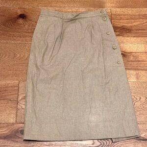 Ferragamo Vintage Tan Button-Accent Wrap Pencil Skirt